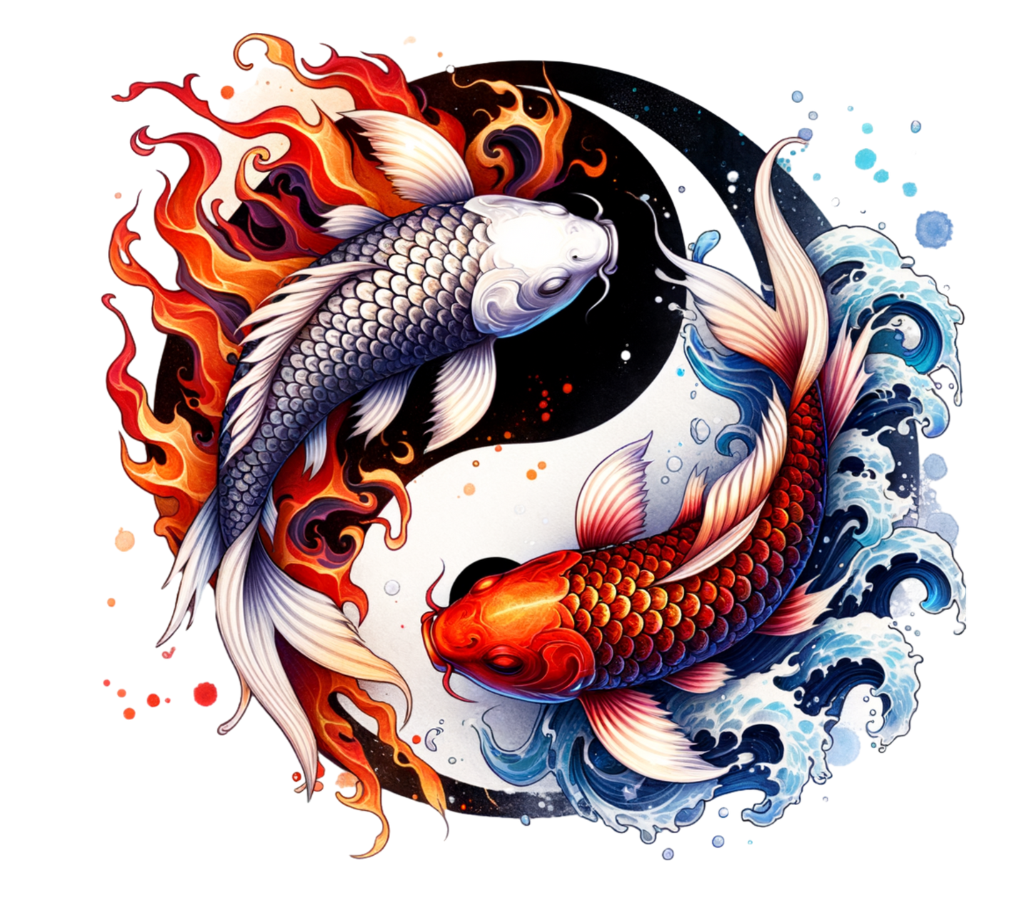 Yin & Yang Koi – Fire & Water Edition DTF Transfer