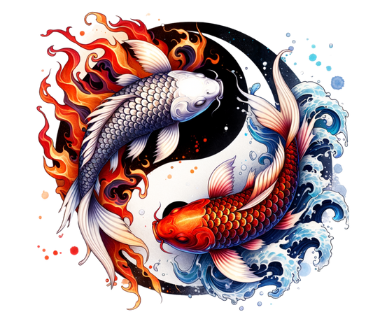 Yin & Yang Koi – Fire & Water Edition DTF Transfer