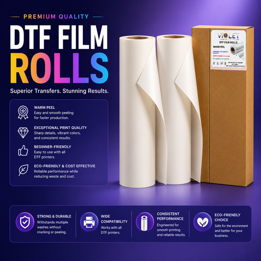 DTF Transfer Film Roll 24" x 328ft Hot Peel Clear PET Film for All DTF Printers