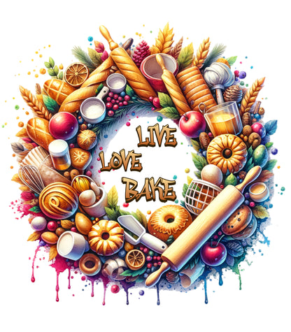 Live love Bake - Ready to Press - Violet DTF Transfers