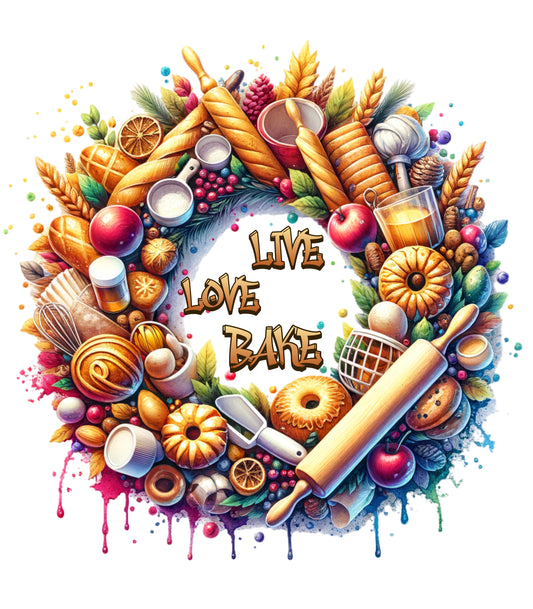 Live love Bake - Ready to Press - Violet DTF Transfers