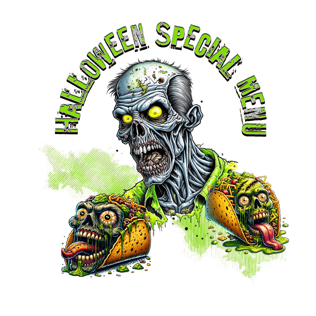 Halloween Special Menu Zombie Design – Creepy Undead with Monster Tacos
