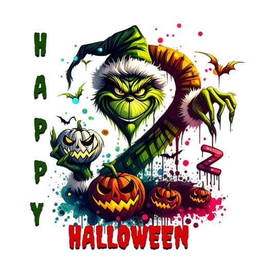Spooky Grinch-Inspired Halloween  Creepy Cartoon Graphic Tee