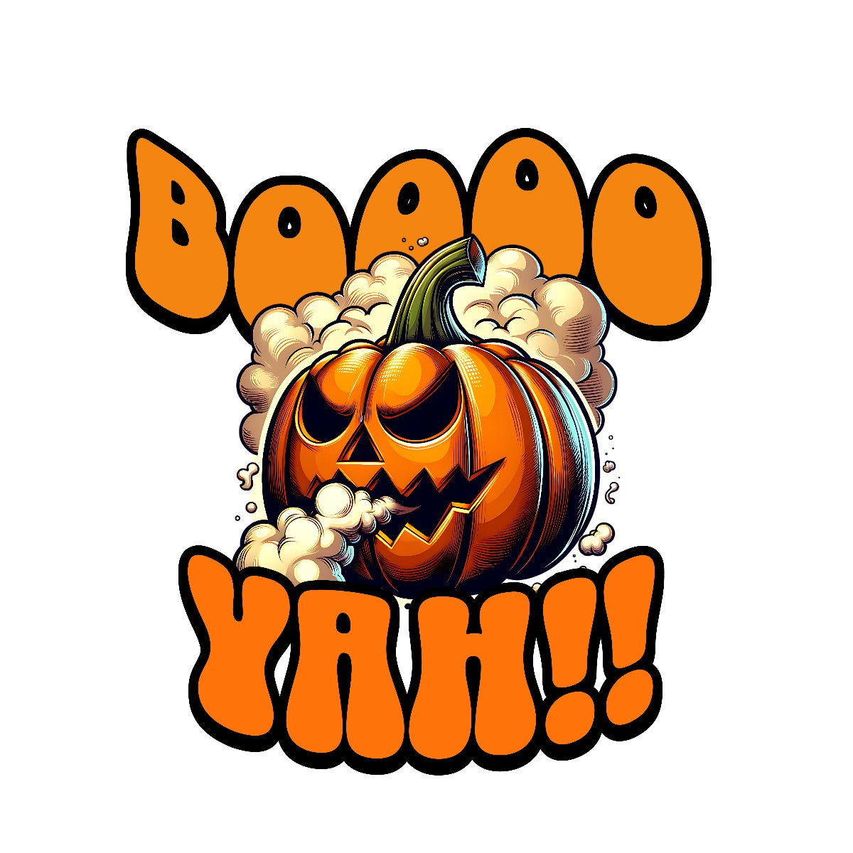 Booo Yah!! Halloween Pumpkin Design – Spooky Jack-O’-Lantern Smoke Graphic