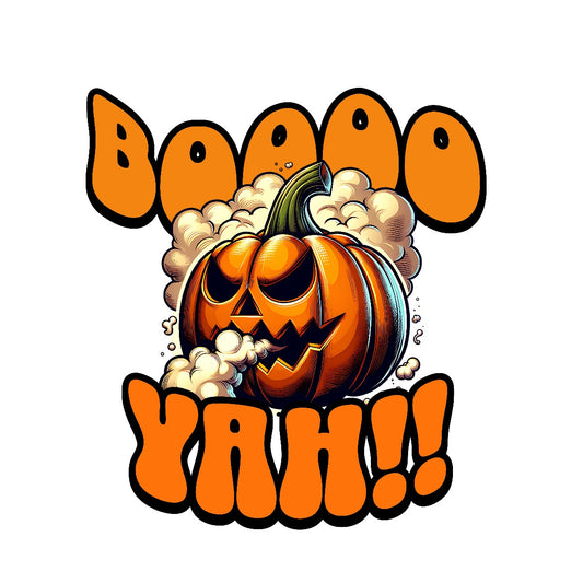 Booo Yah!! Halloween Pumpkin Design – Spooky Jack-O’-Lantern Smoke Graphic