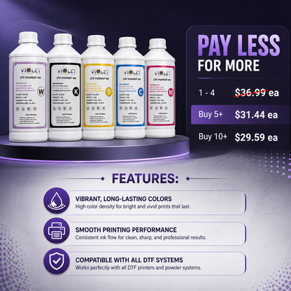 Premium DTF Ink Bundle CMYK + White Ink for All DTF Printers