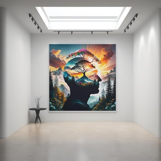 Surreal Landscape Poster with Frame – Dreamy Consciousness Artwork for Home & Office Decor - Violet DTF Transfers
