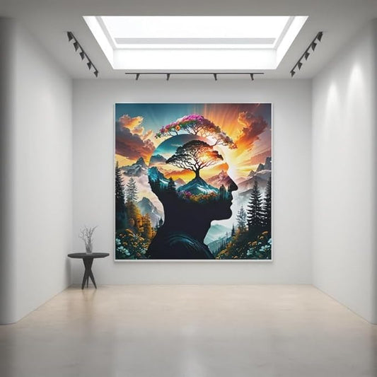 Surreal Landscape Poster with Frame – Dreamy Consciousness Artwork for Home & Office Decor - Violet DTF Transfers