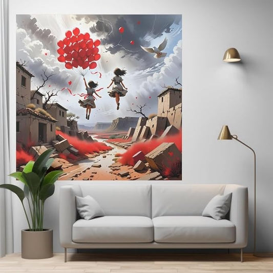 Violet surreal Landscape Poster with Frame - Aesthetic Dreamy Artwork for Living Room, Office, Bedroom - Violet DTF Transfers