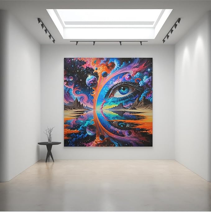 VIOLET Psychedelic Cosmic Eye Art Poster with Frame – Trippy Visionary Artwork Print for Bedroom, Living Room, Gaming & Meditation Space - Violet DTF Transfers