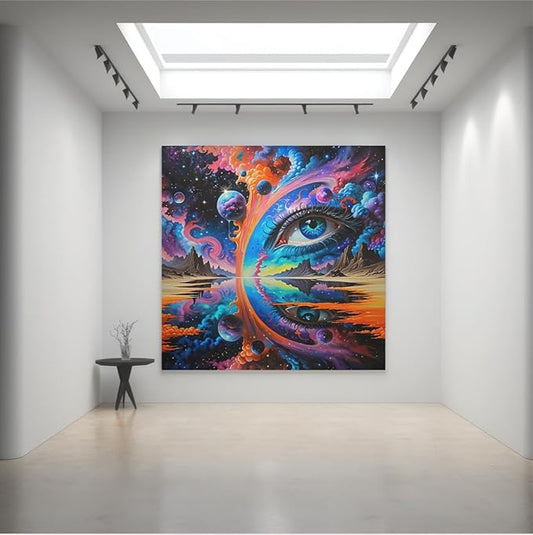 VIOLET Psychedelic Cosmic Eye Art Poster with Frame – Trippy Visionary Artwork Print for Bedroom, Living Room, Gaming & Meditation Space - Violet DTF Transfers