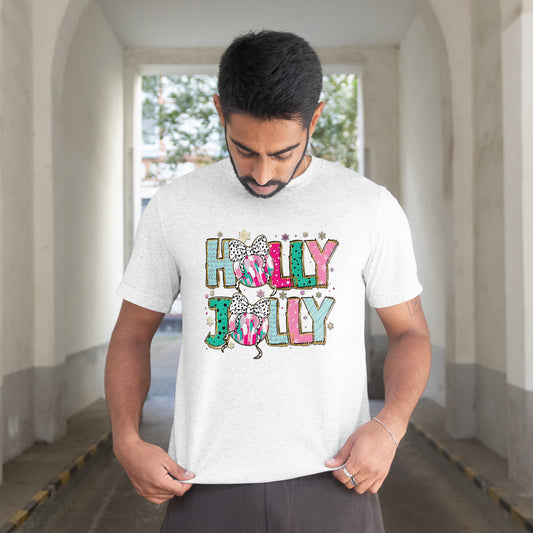 Holly Jolly Christmas Typography Design – Colorful Festive Artwork 🎀✨🎄