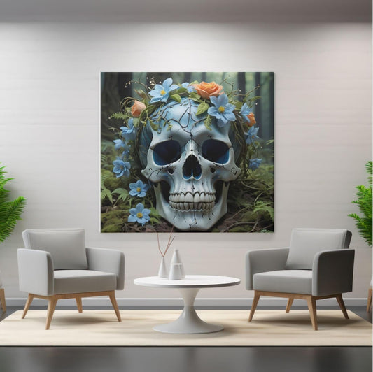 Gothic Skull Poster with Frame - Aesthetic Surreal Skull Print for Home & Office Decor - Violet DTF Transfers