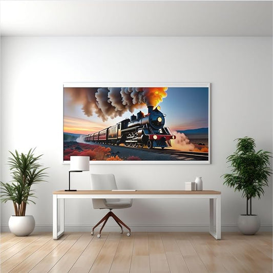 VIOLET Vintage Steam Train Poster with Frame - Autumn Landscape Print for Home & Office Decor - Violet DTF Transfers